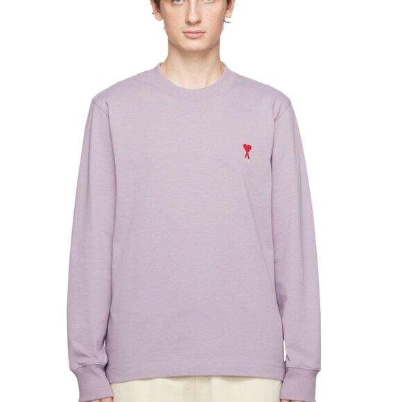 AMI Paris Purple Ami de Coeur Long Sleeve T-Shirt – Size L - Picture 9 of 9